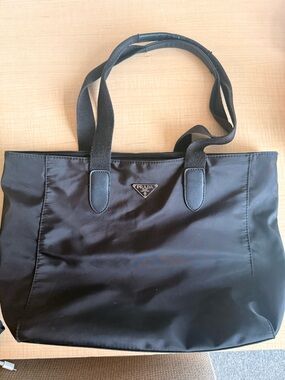 Prada Black Nylon Tote with Triangle Logo